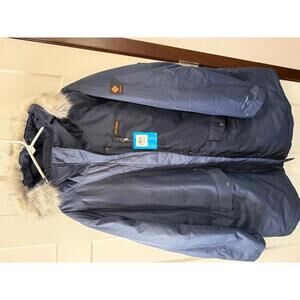 NWT Columbia women's size 3X Suttle Mountain long Jacket-Omni Heat parka Navy